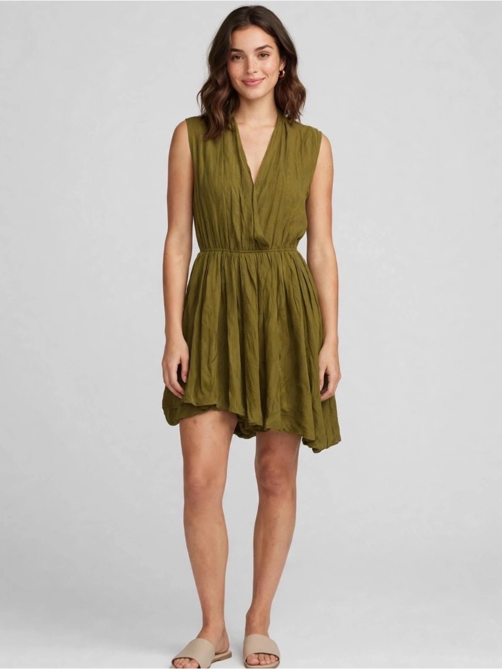 MLM X‎ FREE PEOPLE Olive Green Sleeveless Dress SZ S